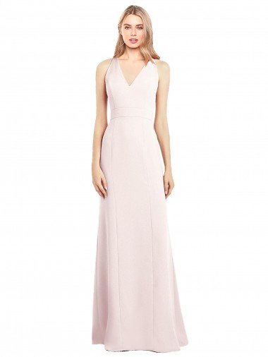 V-Neck Keyhole Back Crepe Trumpet Bridesmaid Dress / Prom Dress Bristol