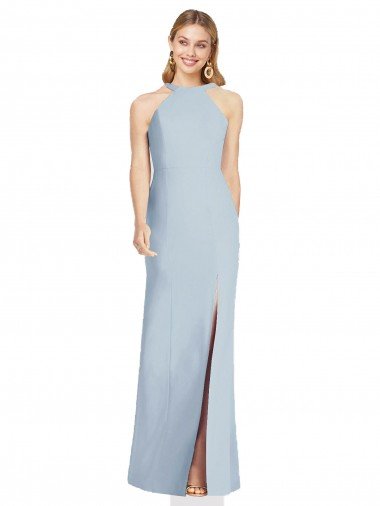 High Neck Backless Formal Crepe Trumpet Bridesmaid Dress Bristol