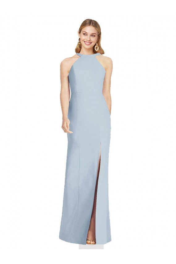 High Neck Backless Formal Crepe Trumpet Bridesmaid Dress Bristol