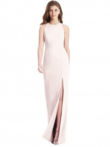 Diamond Cutout Back Trumpet Bridesmaid Dress / Prom Dress with Front Slit Bristol
