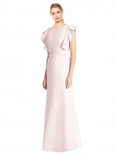 Ruffle Cap Sleeves Open Back Trumpet Bridesmaid Dress / Prom Dress Bristol