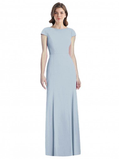 Bateau Neck Cap Sleeves Open Back Trumpet Bridesmaid Dress / Prom Dress Bristol