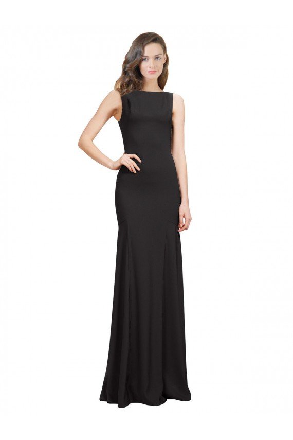 Sleeveless Bateau Neckline Crepe Bridesmaid Dress / Prom Dress with Twist Back Bristol
