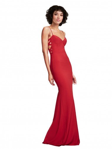 Spaghetti Strap Slip Neckline Formal Crepe Bridesmaid Dress / Prom Dress Bristol