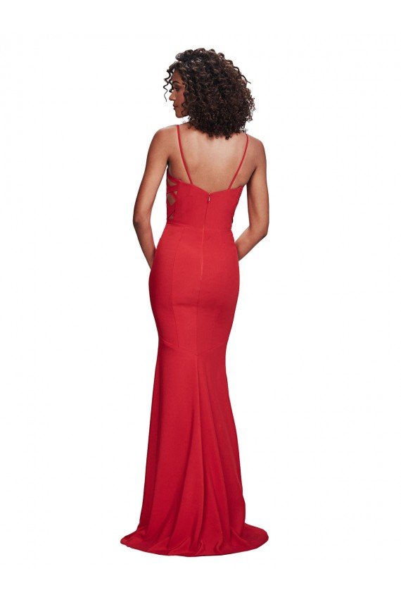 Spaghetti Strap Slip Neckline Formal Crepe Bridesmaid Dress / Prom Dress Bristol