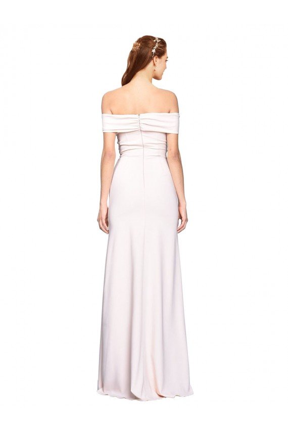 Criss Cross Off the Shoulder Formal Crepe Bridesmaid Dress / Prom Dress with Side Slit Bristol