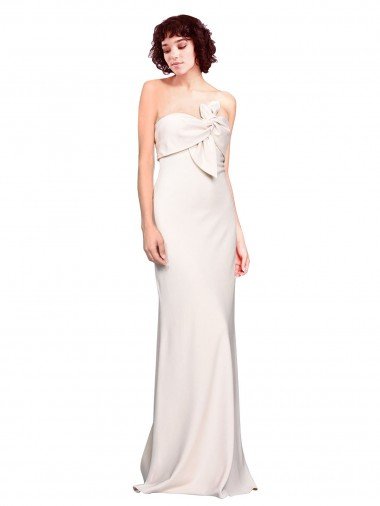 Strapless Crepe Fitted Bridesmaid Dress / Prom Dress with Twist Bow Bristol