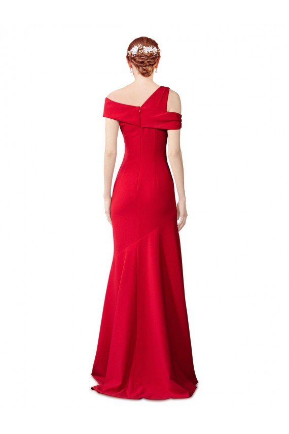 Sleeveless Ruched Formal Crepe Mermaid Bridesmaid Dress / Prom Dress with Off The Shoulder Detail Bristol