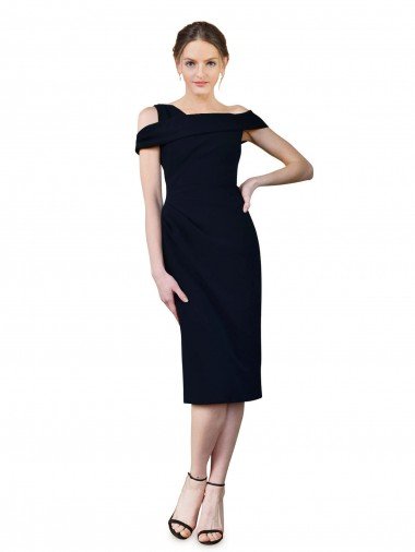 Draped Cross Shoulder Stretch Formal Crepe Cocktail Dress / Homecoming Dress Bristol