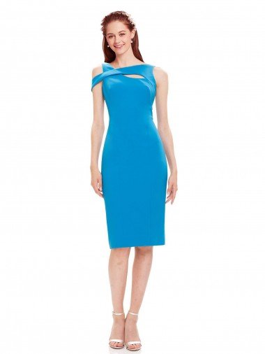 Sleeveless Formal Crepe Cocktail Dress / Homecoming Dress with Keyhole Off The Shoulder Detailing Bristol