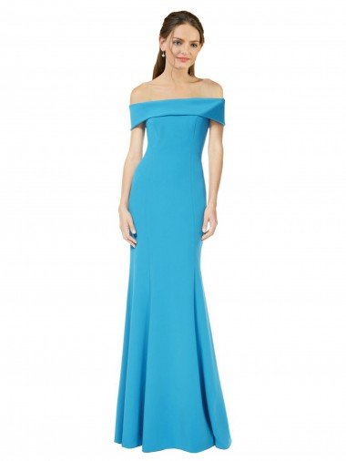 Off the Shoulder Formal Crepe Bridesmaid Dress / Prom Dress with Fitted Silhouette Bristol