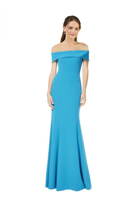 Off the Shoulder Formal Crepe Bridesmaid Dress / Prom Dress with Fitted Silhouette Bristol