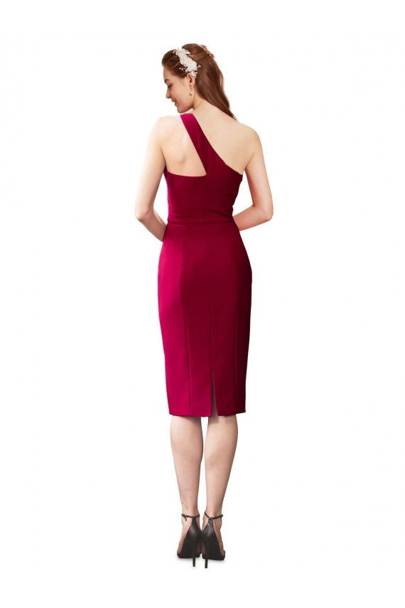 One Shoulder Short Formal Crepe Cocktail Length Bridesmaid Dress / Prom Homecoming Dress Bristol
