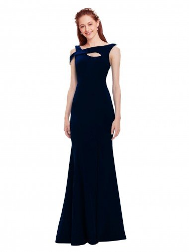 Sleeveless Formal Crepe Mermaid Bridesmaid Dress / Prom Dress with Side Slit Bristol