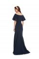 Off the Shoulder Formal Crepe Bridesmaid Dress / Prom Dress with Short Ruffle Sleeves. Bristol