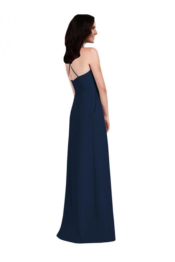 Criss Cross Back Crepe Halter Bridesmaid Dress with Pockets Bristol