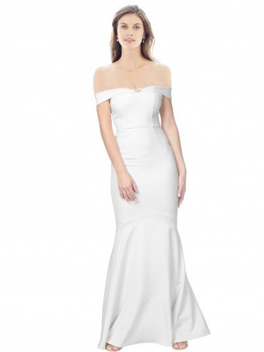 Mermaid Off the Shoulder Long Formal Crepe Bridesmaid Dress / Prom Dress with Low Back Bristol