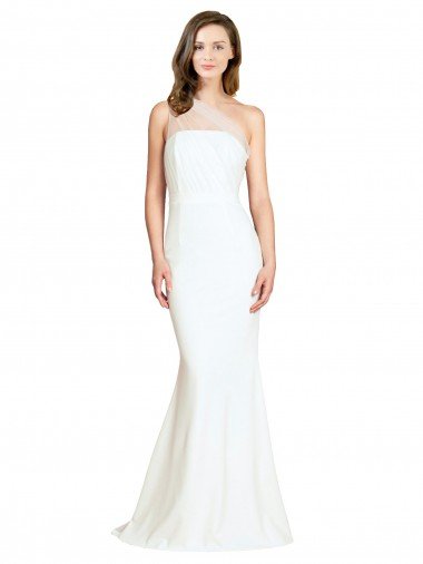 Soft Tulle Shoulder Overlay Mermaid One Shoulder Formal Crepe Bridesmaid Dress Bristol