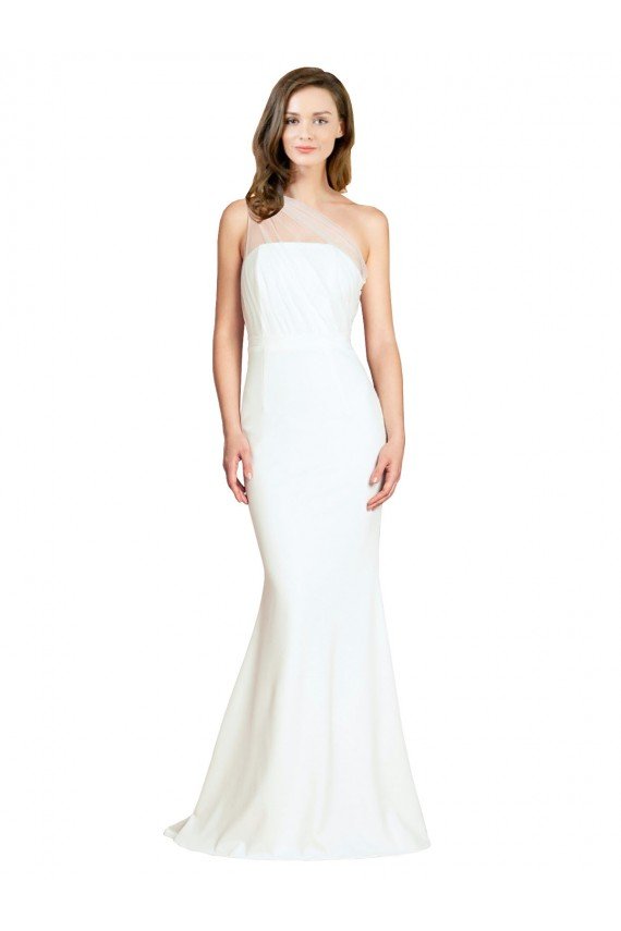 Soft Tulle Shoulder Overlay Mermaid One Shoulder Formal Crepe Bridesmaid Dress Bristol