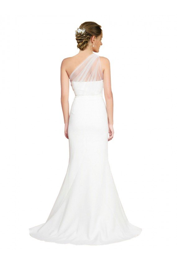 Soft Tulle Shoulder Overlay Mermaid One Shoulder Formal Crepe Bridesmaid Dress Bristol