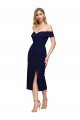 Midi Length Short Formal Crepe Bridesmaid Dress / Cocktail Prom Dress with Side Split Bristol