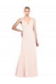 Slim A-Line V-Neck Long Stretch Formal Crepe Bridesmaid Dress / Prom Dress with V-Back Bristol