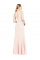 Slim A-Line V-Neck Long Stretch Formal Crepe Bridesmaid Dress / Prom Dress with V-Back Bristol