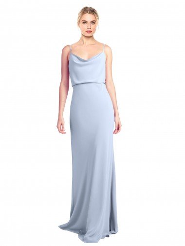 Feminine Cowl Neck Slim Floor Length Stretch Formal Crepe Bridesmaid Dress / Prom Dress Bristol