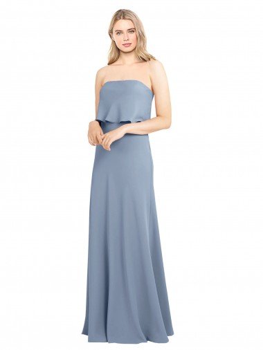 High Neck Sheath Sleeveless Stretch Formal Crepe Bridesmaid Dress / Prom Dress Bristol