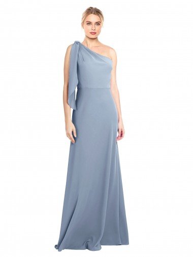 Draped Flutter Sleeves One Shoulder Stretch Formal Crepe Bridesmaid Dress / Prom Dress Bristol