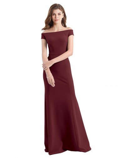 Off the Shoulder Fit and Flare Stretch Crepe Bridesmaid Dress / Prom Dress Bristol