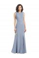 Boat Neckline and Sleek Fit and Flare Crepe Bridesmaid Dress with Keyhole Back Bristol
