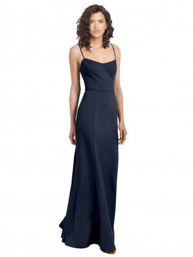 Fit and Flare Scoop Neck Long Sleeveless Stretch Formal Crepe Bridesmaid Dress / Prom Dress Bristol
