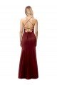 Fit and Flare Halter Neckline Stretch Formal Crepe Bridesmaid Dress / Prom Dress with Strappy Back Bristol