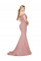 Off the Shoulder Sweetheart Long Sweep Train Formal Crepe Bridesmaid Dress / Prom Dress Bristol