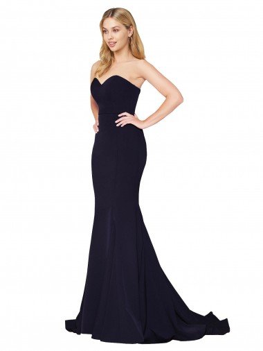 Sweetheart High Neck Sweep Train Sleeveless Formal Crepe Bridesmaid Dress / Prom Dress Bristol