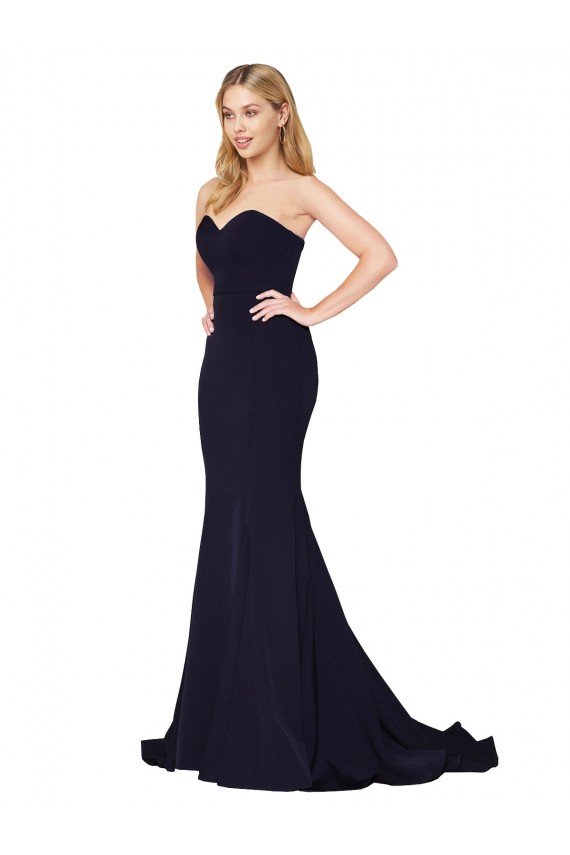 Sweetheart High Neck Sweep Train Sleeveless Formal Crepe Bridesmaid Dress / Prom Dress Bristol
