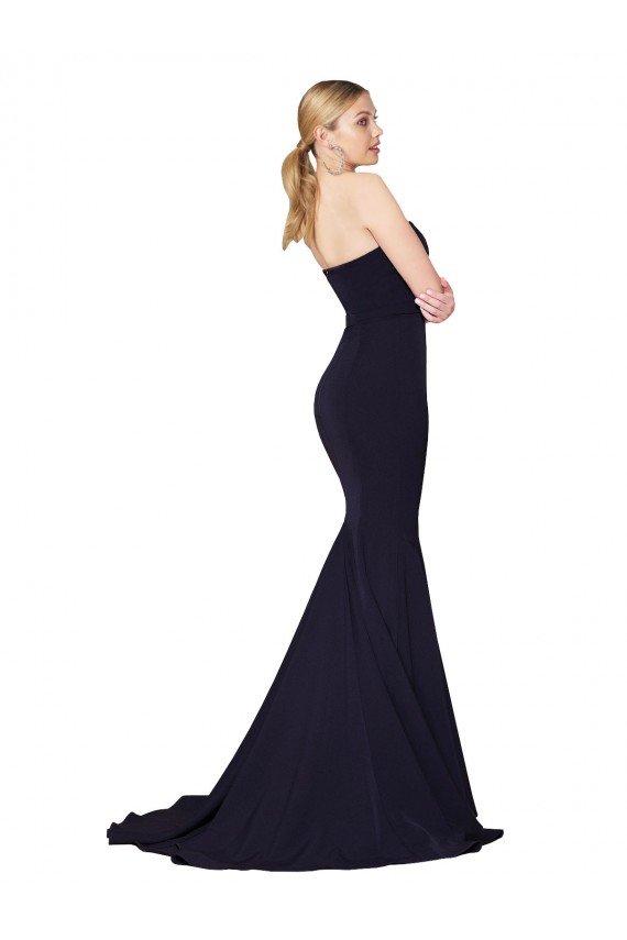 Sweetheart High Neck Sweep Train Sleeveless Formal Crepe Bridesmaid Dress / Prom Dress Bristol