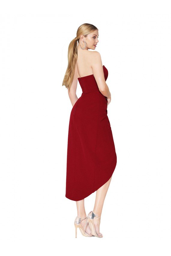 Cocktail Length Sweetheart Mermaid Wrap Formal Crepe Bridesmaid Dress / Prom Dress Bristol