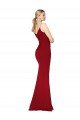 Spaghetti Straps V-Neck Long Formal Crepe Dress with High Slit Bristol