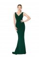 V-Neck Floor Length Long Formal Crepe Mermaid Bridesmaid Dress / Prom Dress Bristol