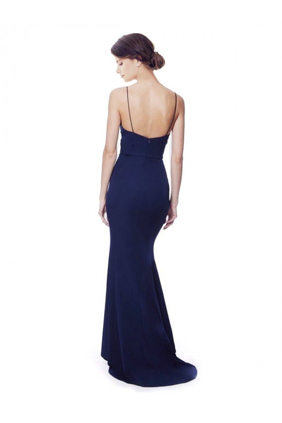 Deep V-Neck Spaghetti Straps Mermaid Formal Crepe Bridesmaid Dress / Prom Dress Bristol