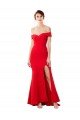 Off the Shoulder Sweetheart Maxi Formal Crepe Bridesmaid Dress / Prom Dress With Thigh Split and Train Bristol