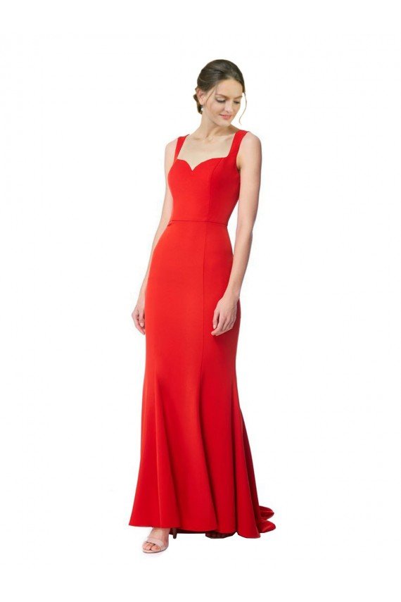 Long Chapel Train Fishtail Maxi Formal Crepe Bridesmaid Dress / Prom Dress with Sweetheart Neckline Bristol