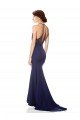High Neck Fishtail Formal Crepe Bridesmaid Dress / Prom Dress with Open Back Detail Bristol