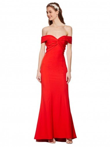 Cross Front and Back Bardot Sleeveless Formal Crepe Maxi Bridesmaid Dress / Prom Dress Bristol