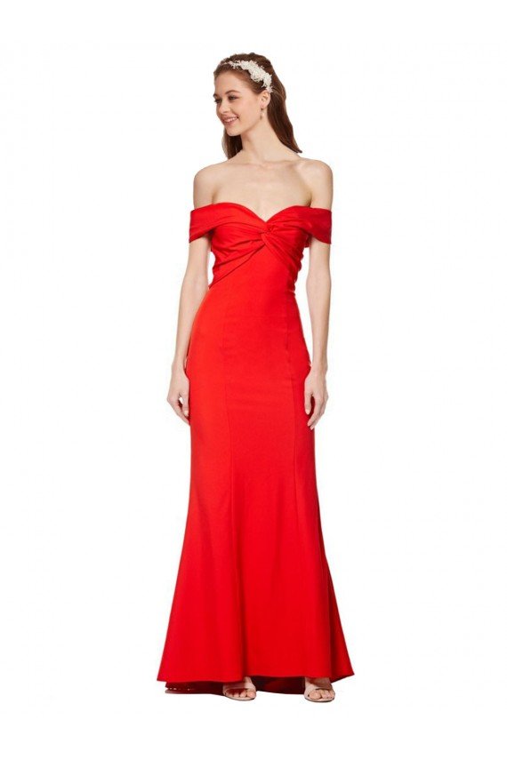 Cross Front and Back Bardot Sleeveless Formal Crepe Maxi Bridesmaid Dress / Prom Dress Bristol