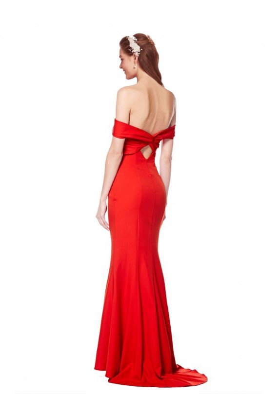 Cross Front and Back Bardot Sleeveless Formal Crepe Maxi Bridesmaid Dress / Prom Dress Bristol