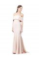 Mermaid Bardot Maxi Formal Crepe Bridesmiad Dress with Fishtail Train Bristol