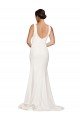 Square Neck Long Sheath Sweep Train Crepe Bridesmaid Dress / Prom Dress  Bristol